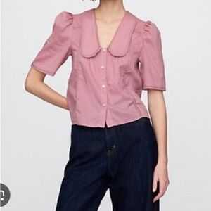 NWT Puff Sleeve Lace Women's Top with Peter Pan Collar